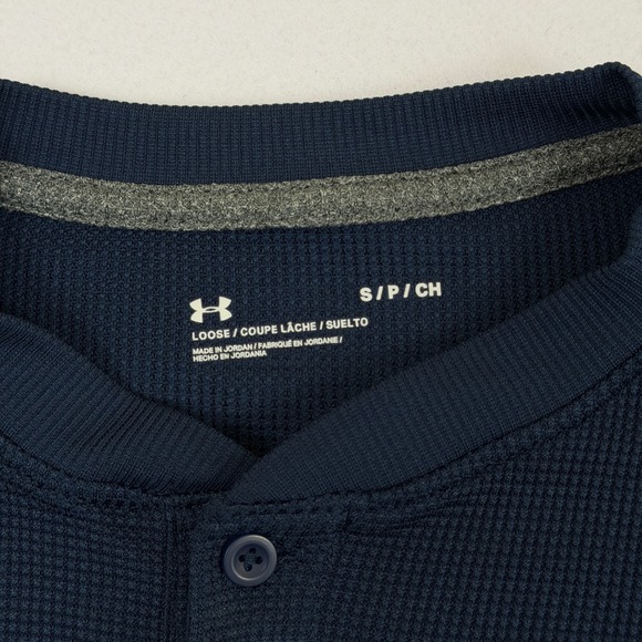 Lot of 2 Under Armour Mens Waffle Knit Henley Shirts Navy Olive Green Small - Picture 9 of 16